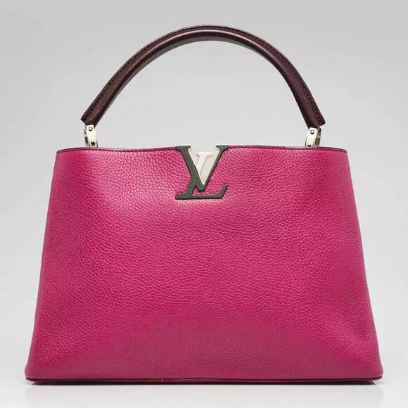 Louis Vuitton Galet/Violet Taurillon Leather Capucines MM Bag - Picture 1 of 12